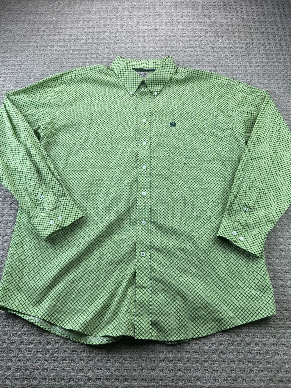 Cinch Button Up Shirt men XXL Green Long Sleeve Polo Shirt Western